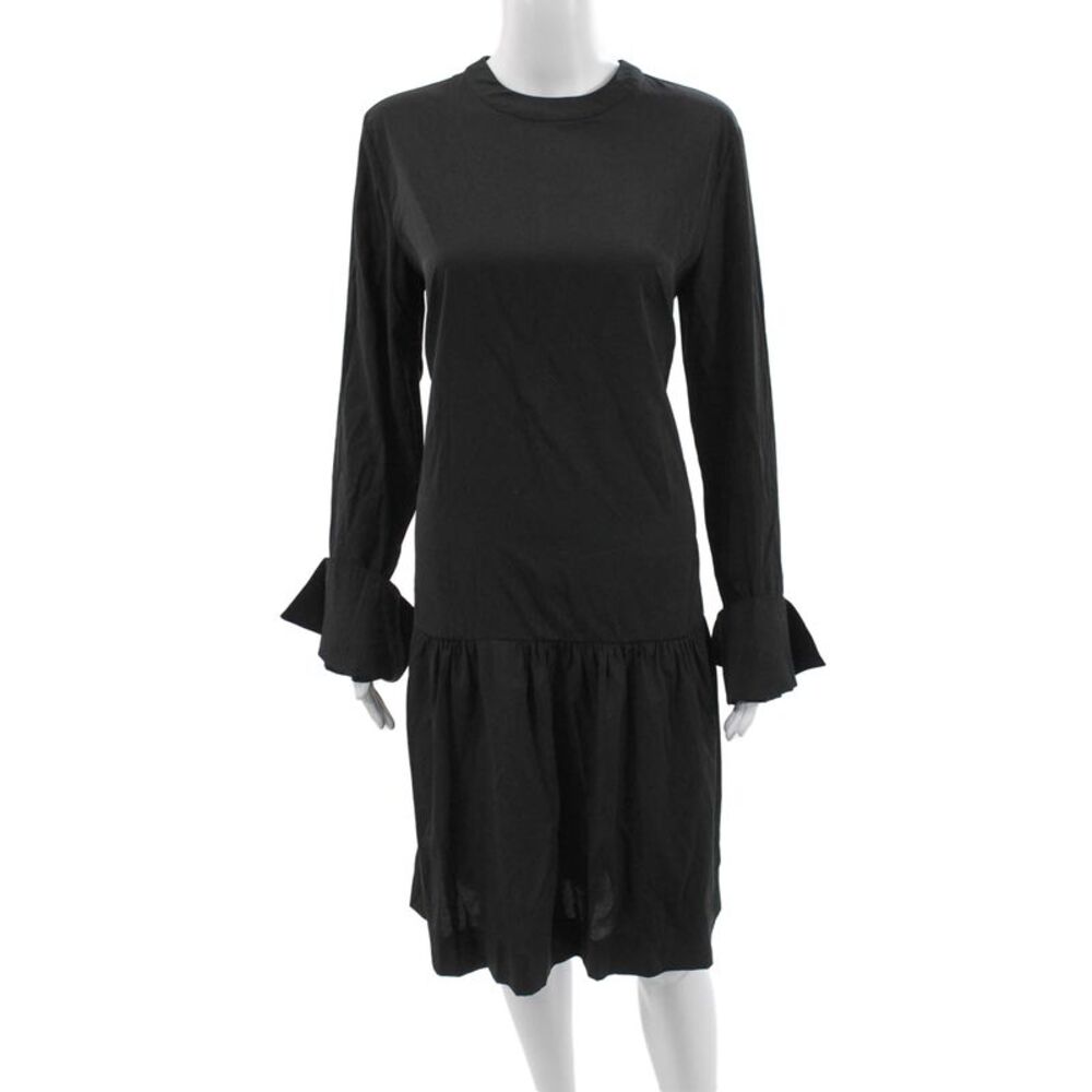 Madison & Park Womens Shift Dress Knee Length Black Long Sleeve Size L